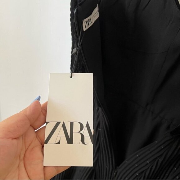 Zara, Ladies Velvet Dotted Mesh Dress - Black. Size: M. NWT. - Picture 5 of 16